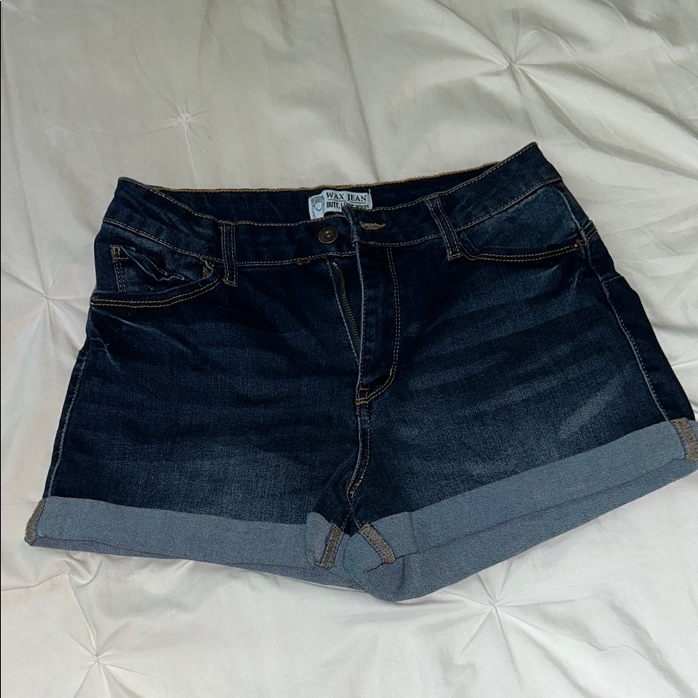 Wax Jeans Blue Jean Shorts with Rolled Cuffs and Relaxed Fit